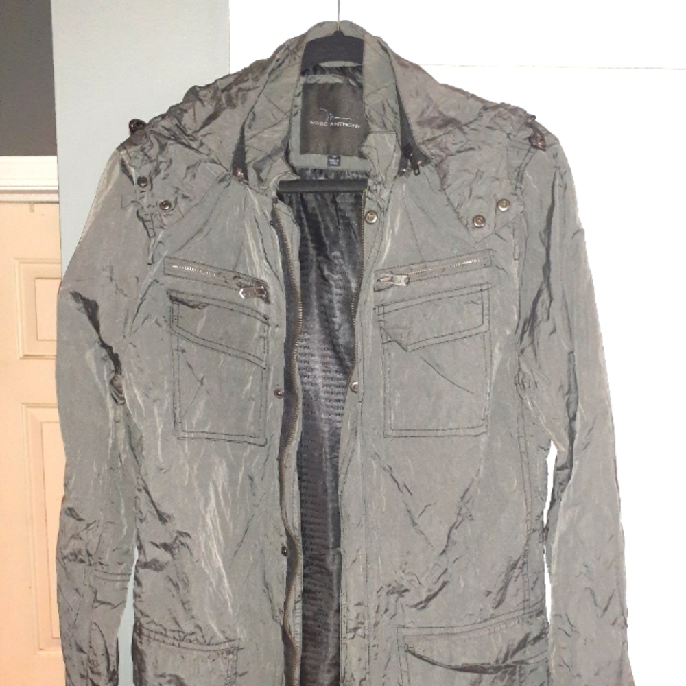 Marc Anthony Zip Down Gray Hooded Jacket!